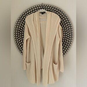 Ralph Lauren Black Label Cashmere Hooded Cardigan with Leather Elbow Patches